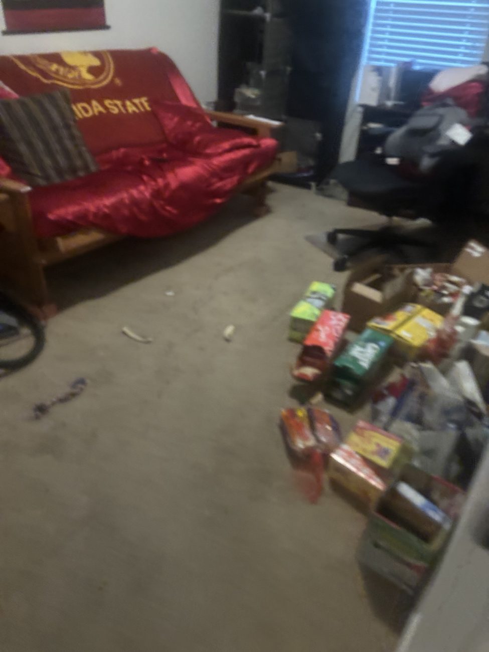 Multi-use room before cleaning and organizing